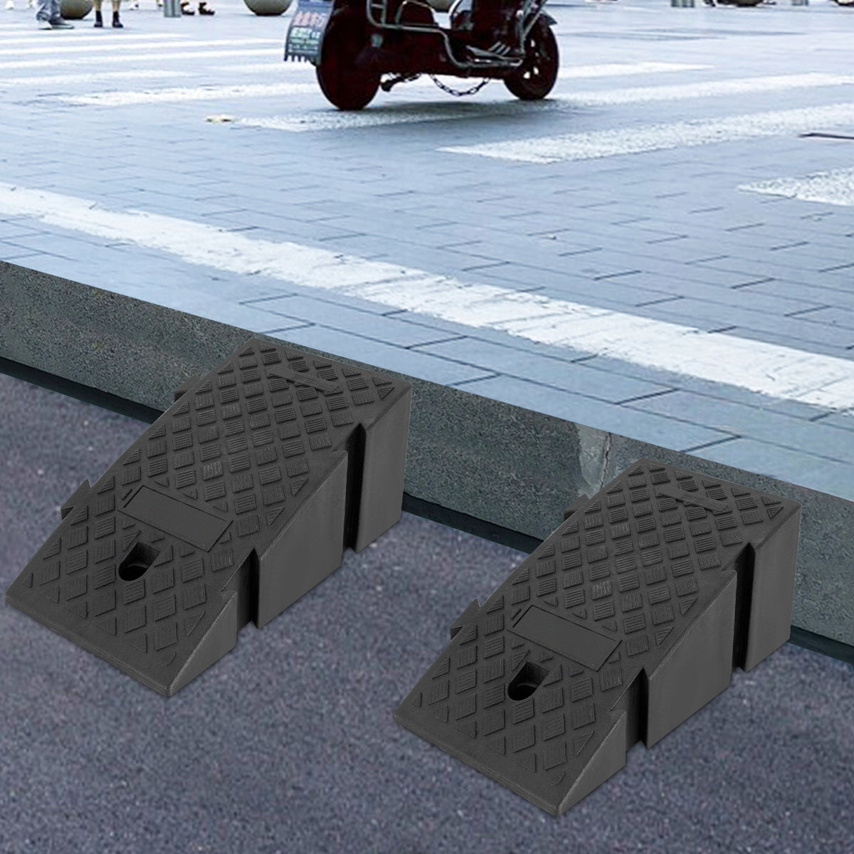 Black Plastic 19cm 2Pcs Load Ramps Non-Slip for Motorcycle Wheelchair Manufacturer code 214-6574