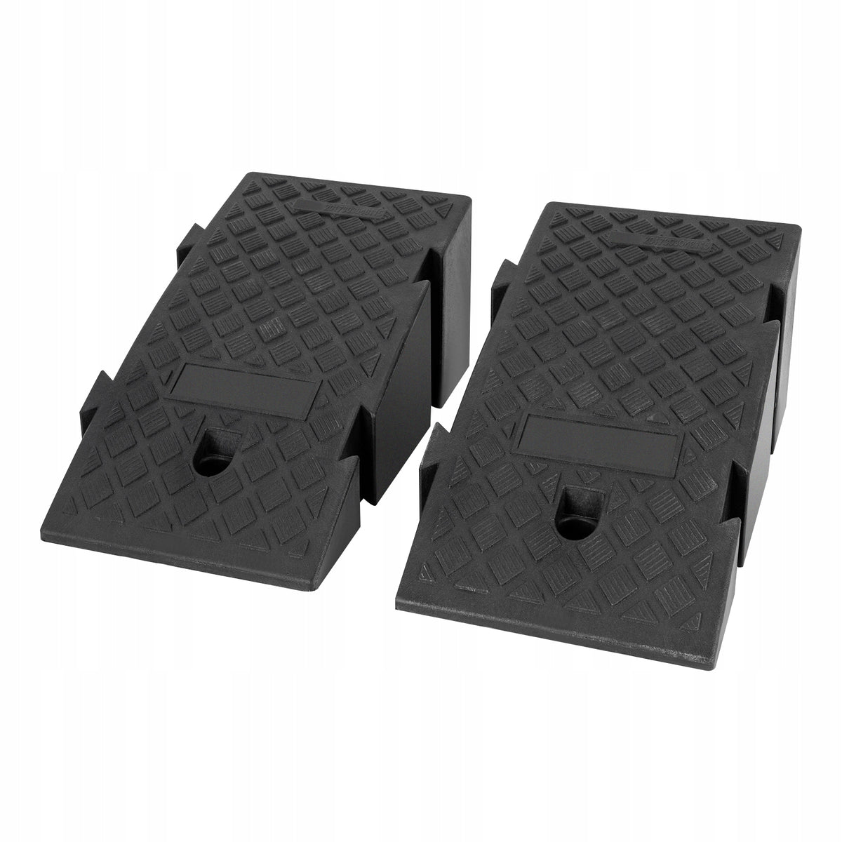 Black Plastic 19cm 2Pcs Load Ramps Non-Slip for Motorcycle Wheelchair