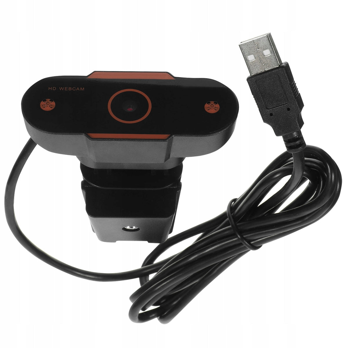 Black USB Computer Webcam with Clear Audio and Optical Lens