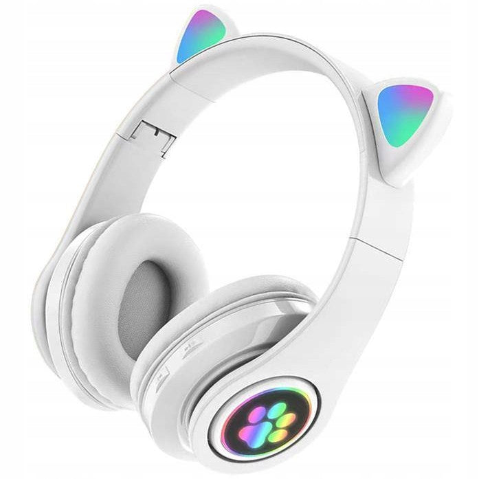 Bluetooth 5.0 FM Foldable LED Cat Ear Headphones