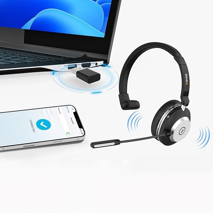 Bluetooth Earphone Wantek for PC 45h ANC USB 5.3 Packaging status original