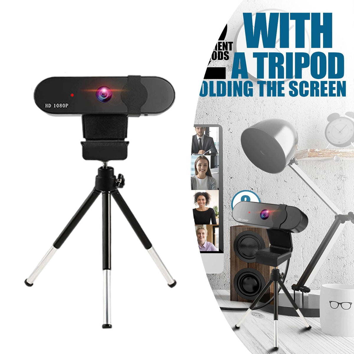 Business with Microphone & Privacy Cover Noise Reduction USB Web Camera1 1k
