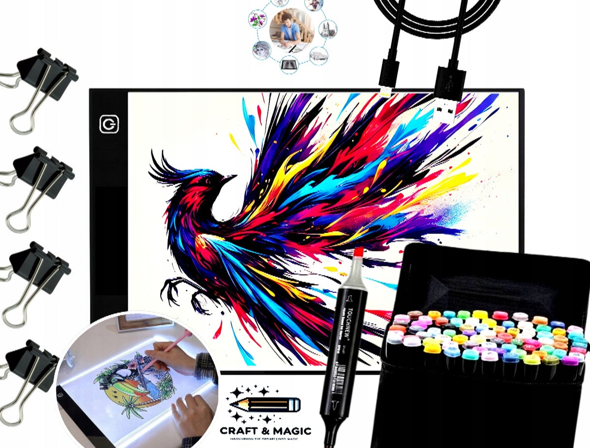 C&M GRAPHIC TABLET + 80 ALCOHOL MARKERS + 4 CLIPS