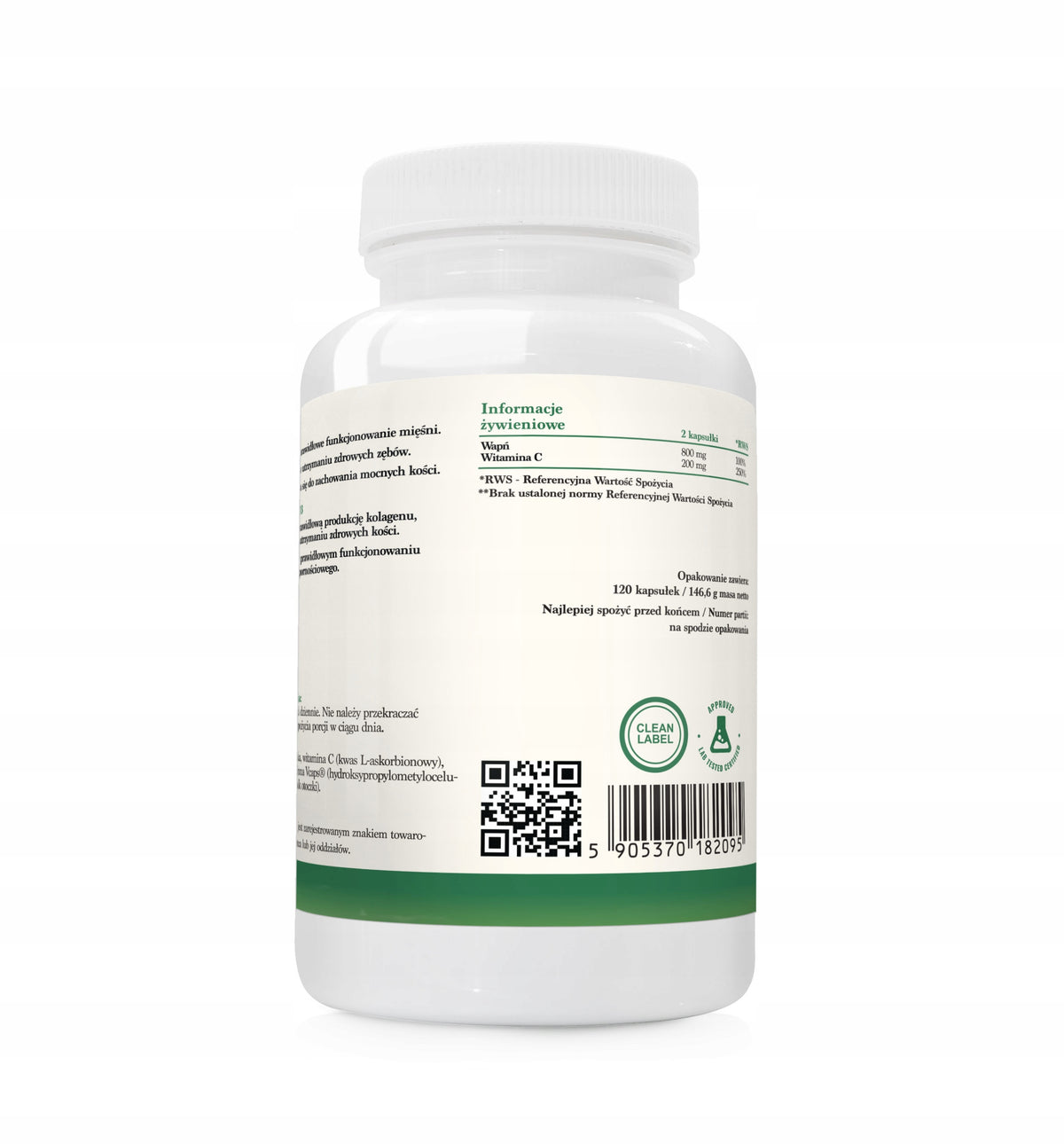 CALCIUM 800 mg VITAMIN C Calcium Strong Bones Muscle Resistance Movement 120 kap Packaging status original