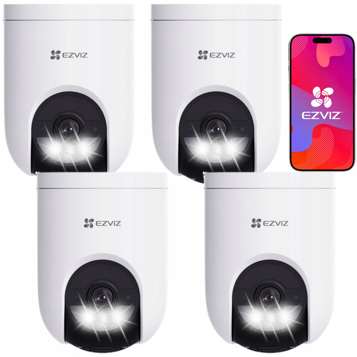 CAMERA 4x HB8 LITE 4MP IP BATTERY DETECTION IR15M ROTATING AUDIO SD EZVIZ