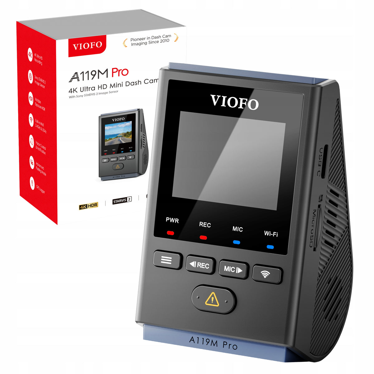 CAMERA ROUTE RECORDER VIOFO A119M PRO GPS WIFI 4K HDR SONY STARVIS 2