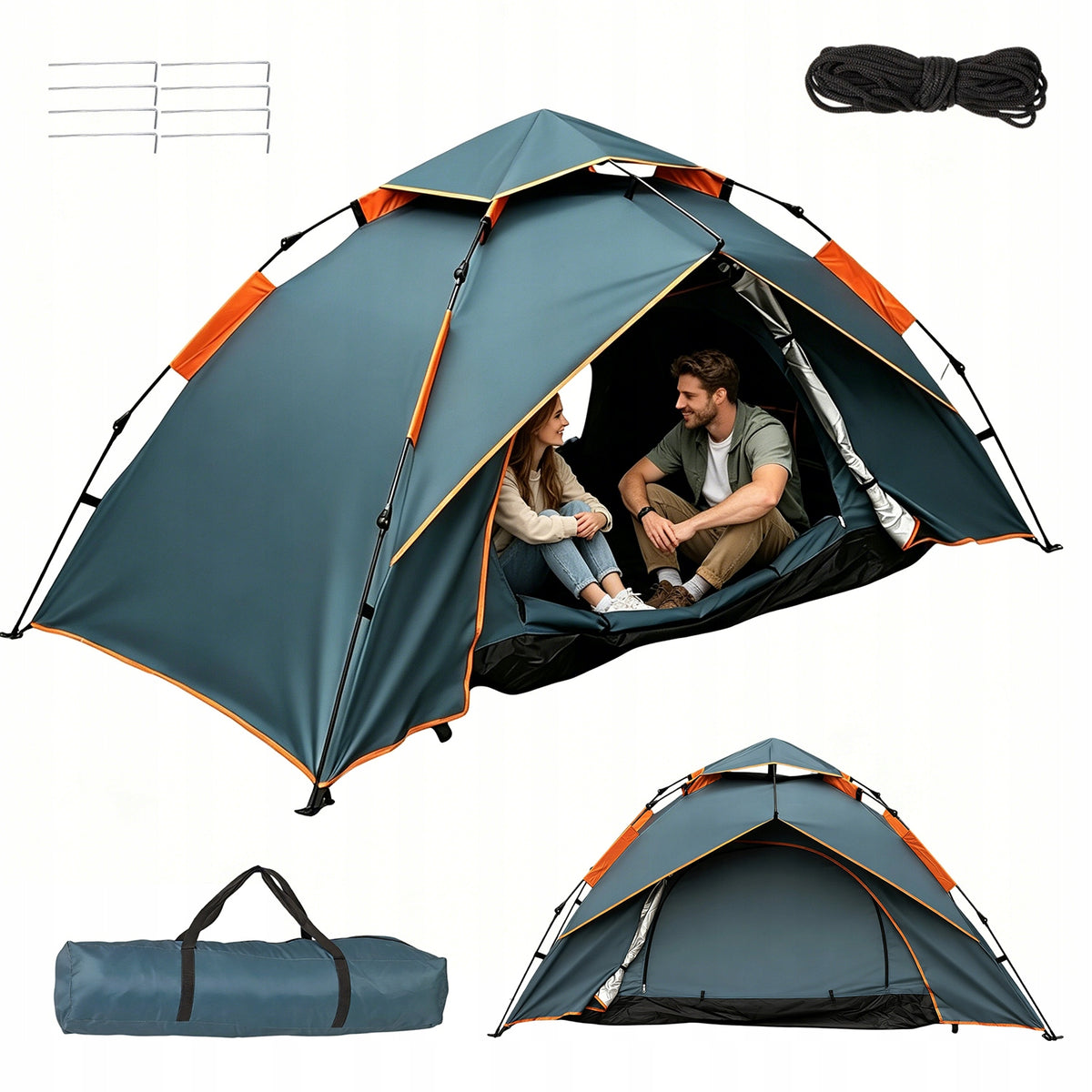 CAMPING TENT 2 PERSON SELF-FOLDING HYDRAULIC WATERPROOF LIGHT