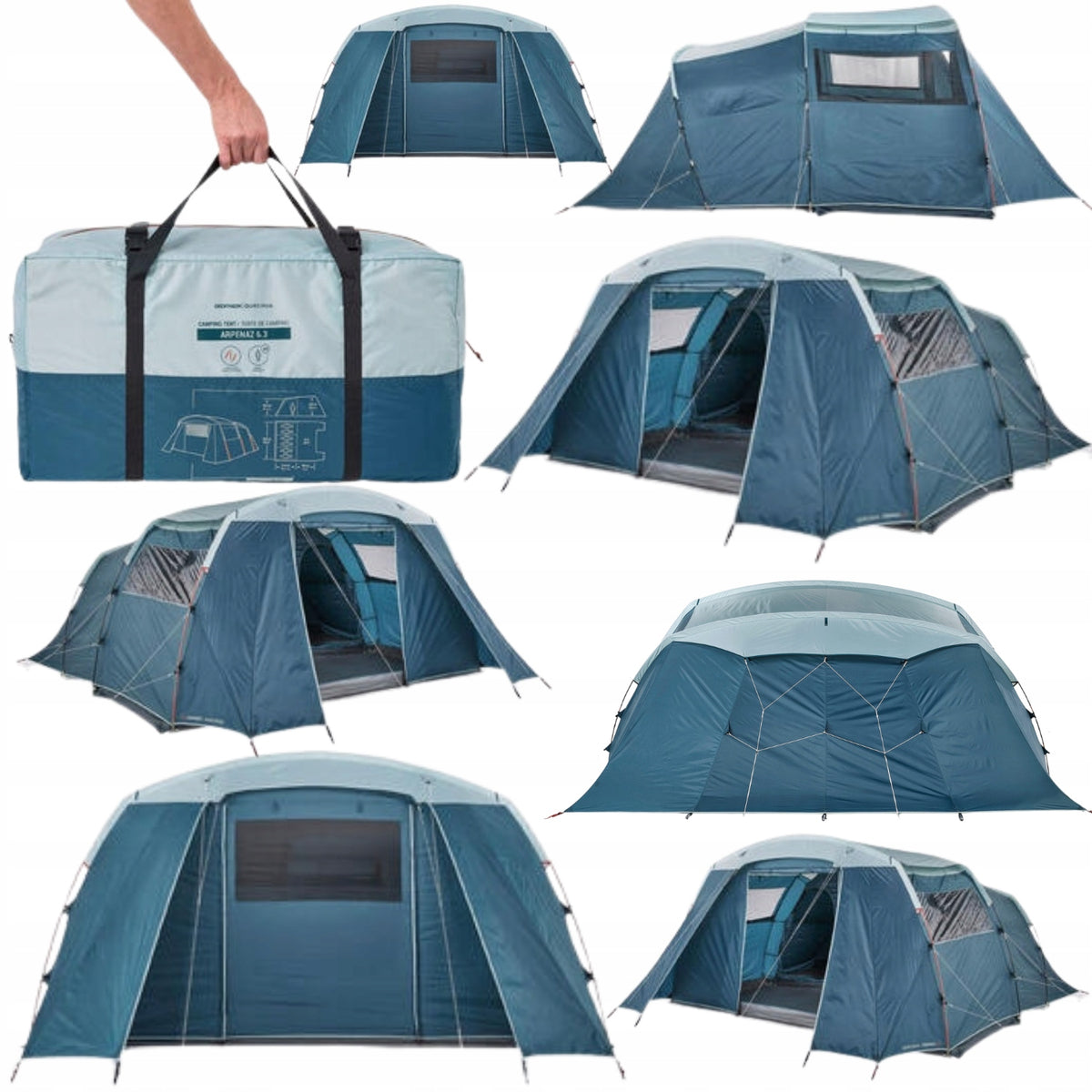 CAMPING TENT GARDEN FAMILY 6 PERSONS 3 BEDROOMS STRONG