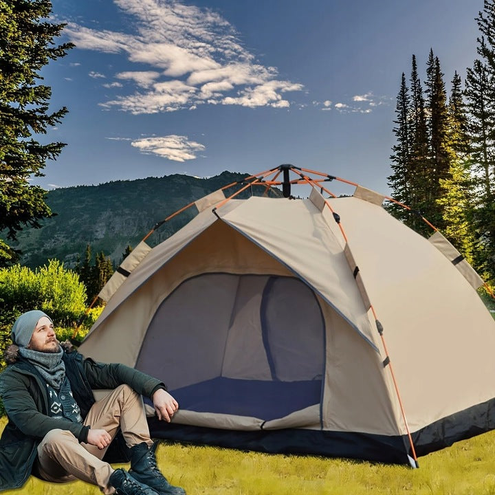 CAMPING TENT TOURIST TENT 2-3 PERSON CAMPING TENT FOLDING Color beige