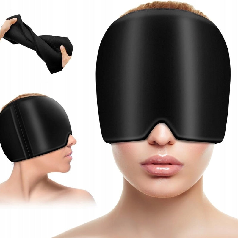 CAP RELIEVING HEADACHE FOR MIGRAINE MASK COMPRESS GEL COMPRESS BLACK Packaging status original
