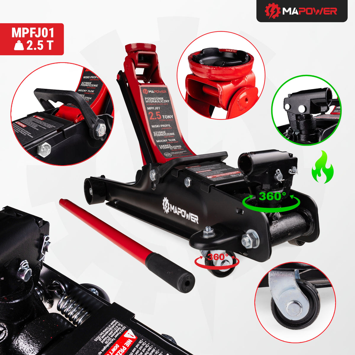 CAR LIFT HYDRAULIC FROG LOW PROFILE JACK >2.5T< STRONG Manufacturer code MPFJ01