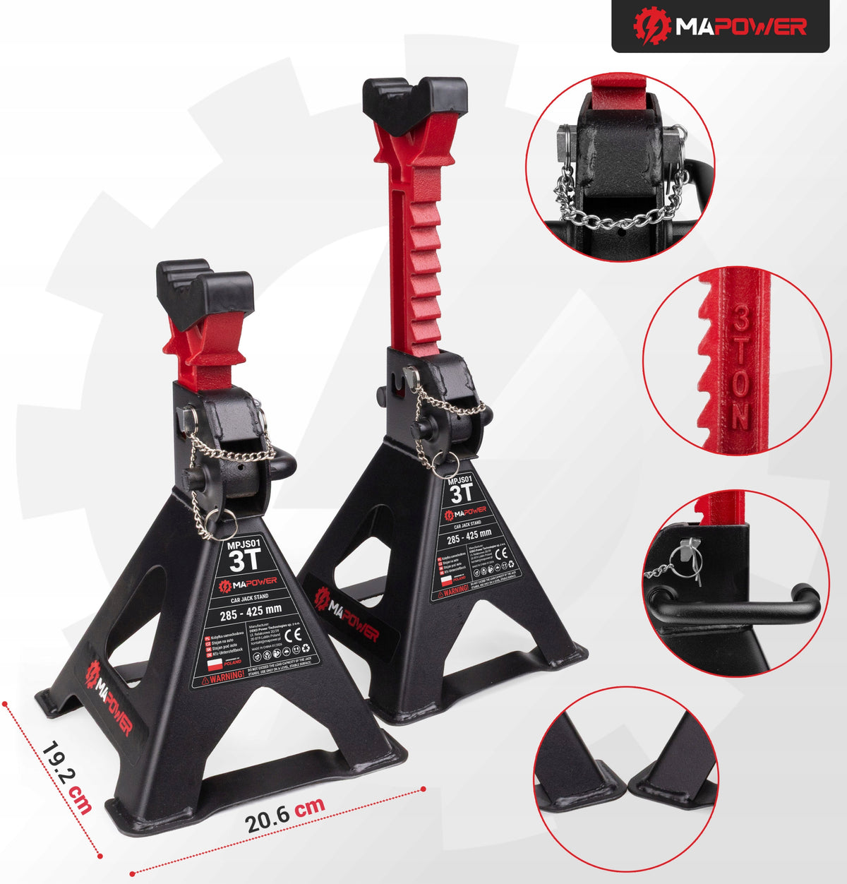 CAR MARE WORKSHOP SUPPORT STANDS LOCK [3T] 2PCS MAPOWER Manufacturer code MPJS01
