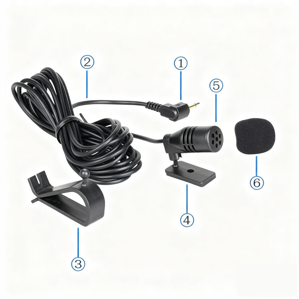 CAR MICROPHONE FOR RADIO/GPS/DVD WITH CLIP+JACK TAPE 3,5 mm + FREEBIE Packaging status original
