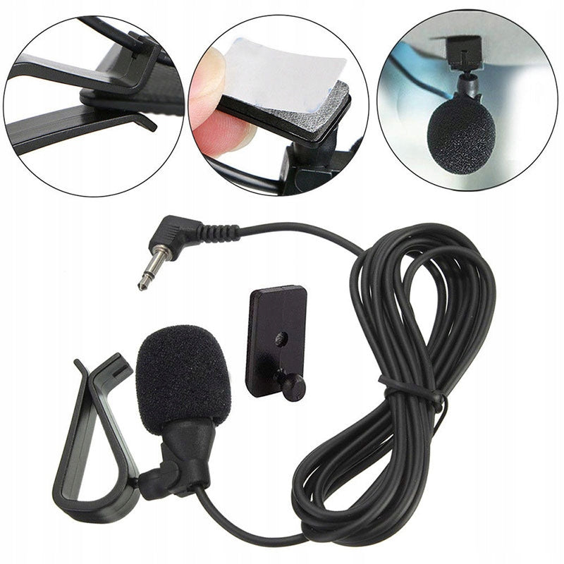 CAR MICROPHONE FOR RADIO/GPS/DVD WITH CLIP+TAPE CABLE 3 M JACK 3,5 MM Packaging status original