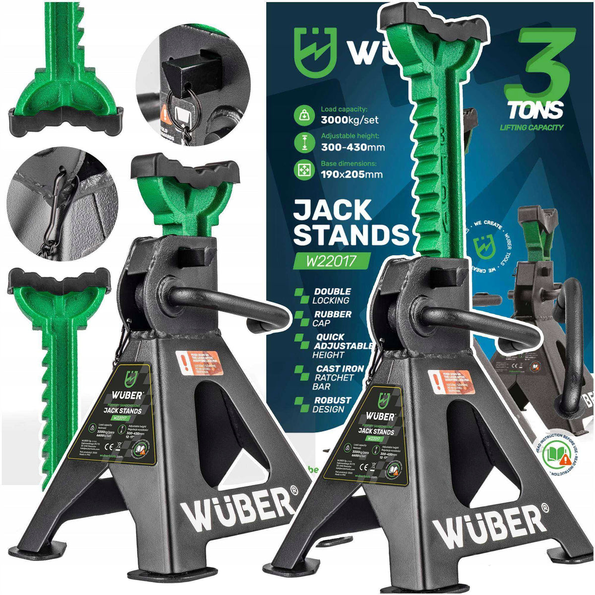 CAR STANDS FOR AUTO WORKSHOP STRONG 2 PCS 3T 300-430 mm