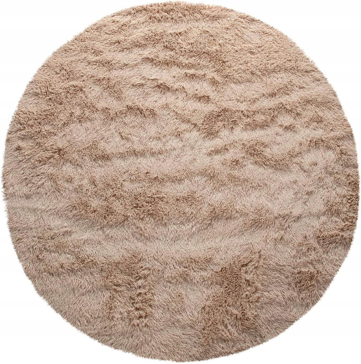 CARPET SHAGGY ROUND SOFT FOR LIVING ROOM 160 CM PLUSH BEIGE BROWN BEIGE