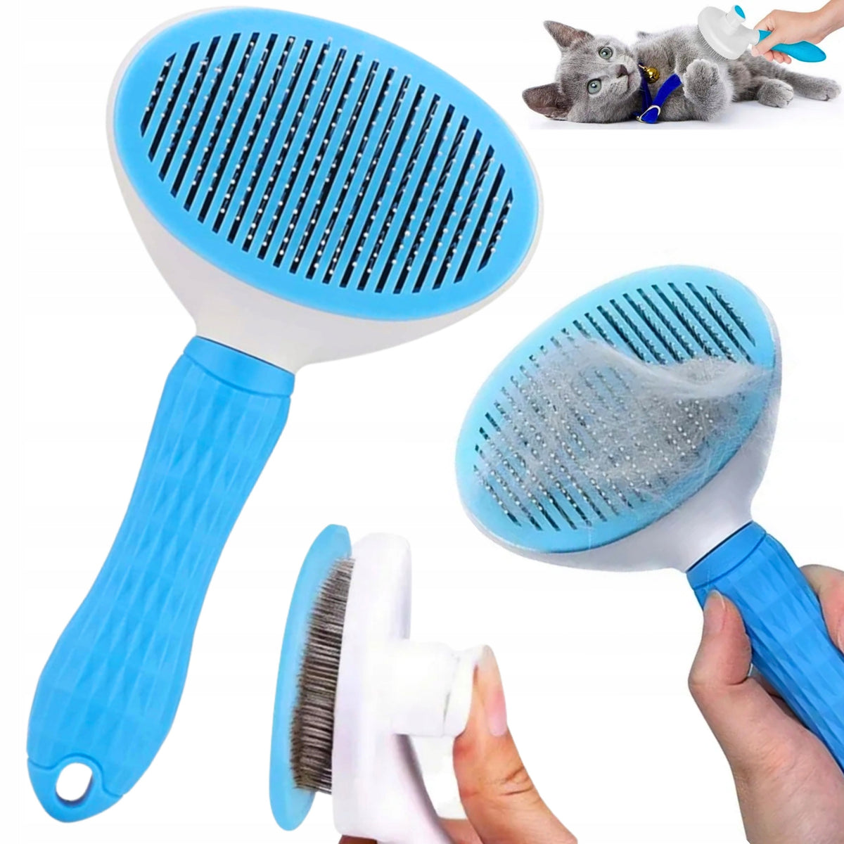 CAT DOG BRUSH SELF-CLEANING FOR COMBING HAIR DETANGLING
