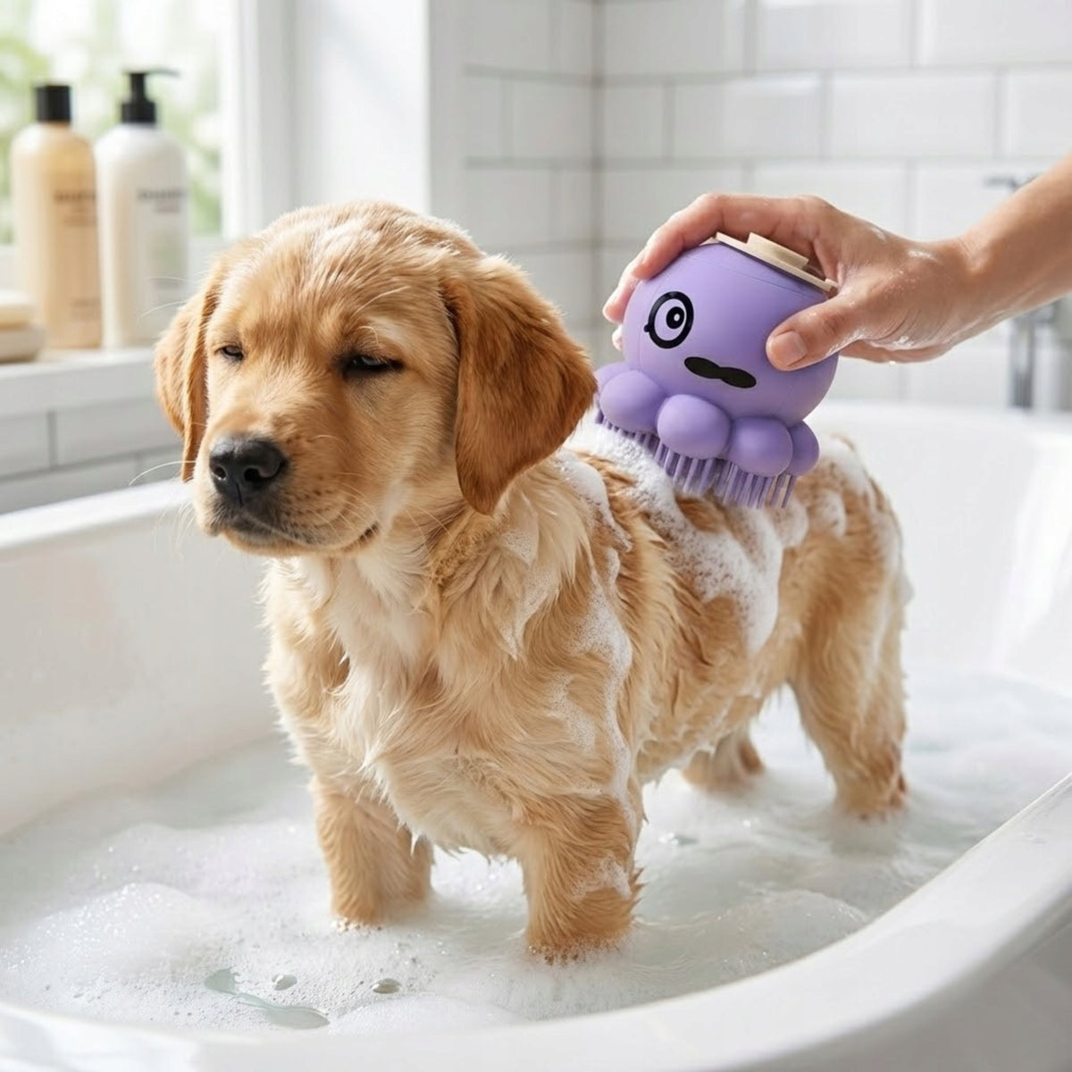CAT DOG BRUSH UNIVERSAL BATH MASSAGER WITH DISPENSER SIEMIEC Packaging status original