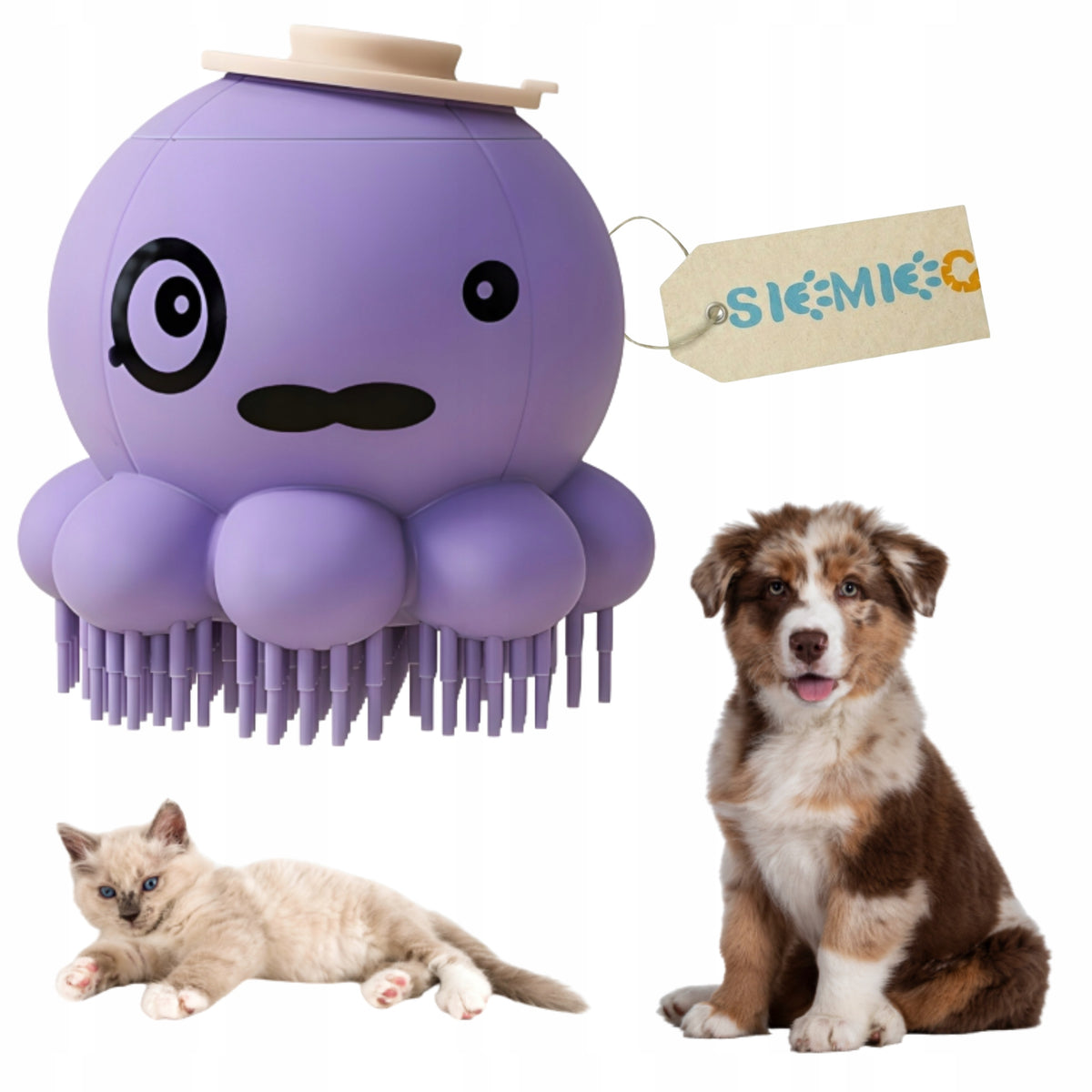 CAT DOG BRUSH UNIVERSAL BATH MASSAGER WITH DISPENSER SIEMIEC