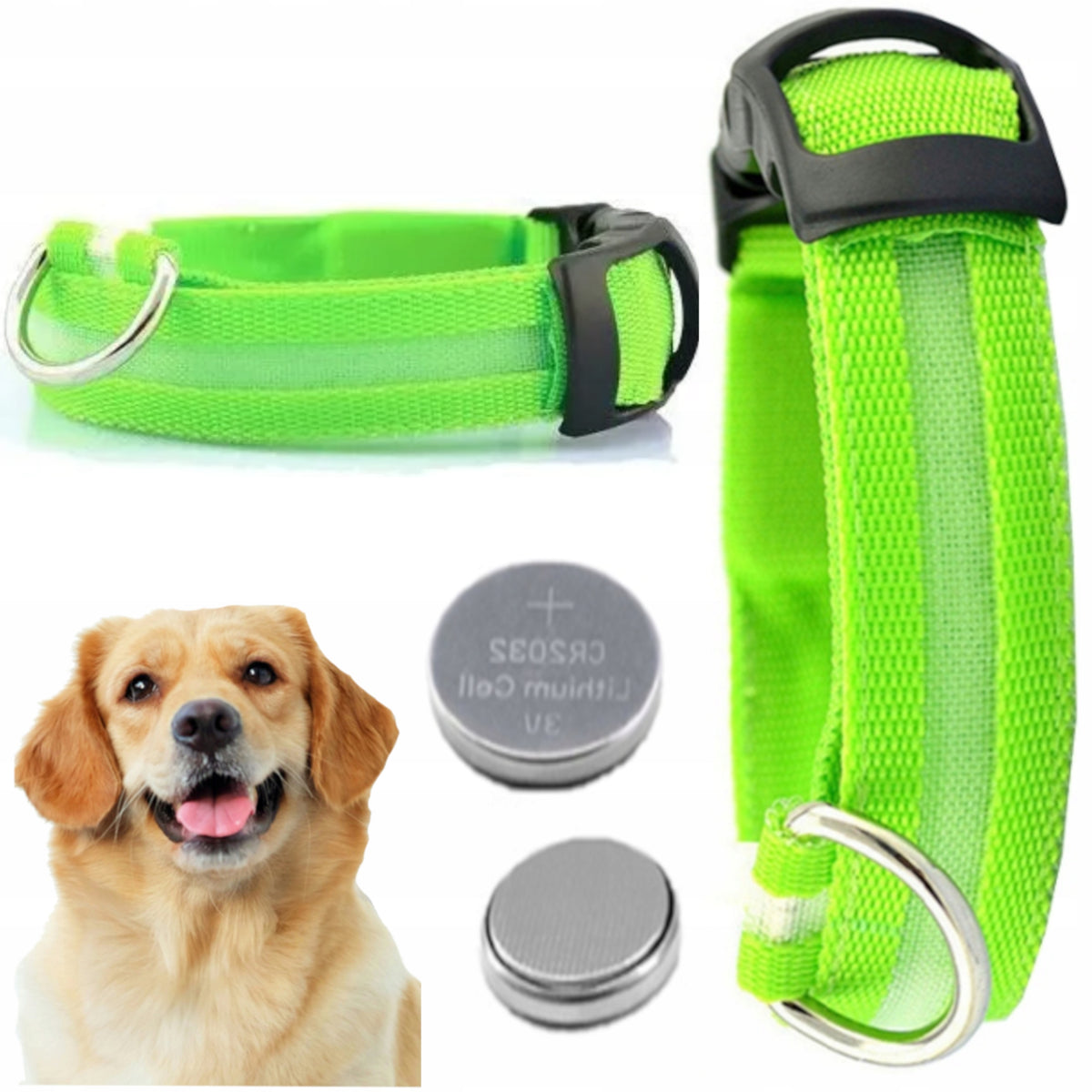 CAT DOG COLLAR LARGE REFLECTIVE GLOWING LED SAFE XL ADJUSTABLE