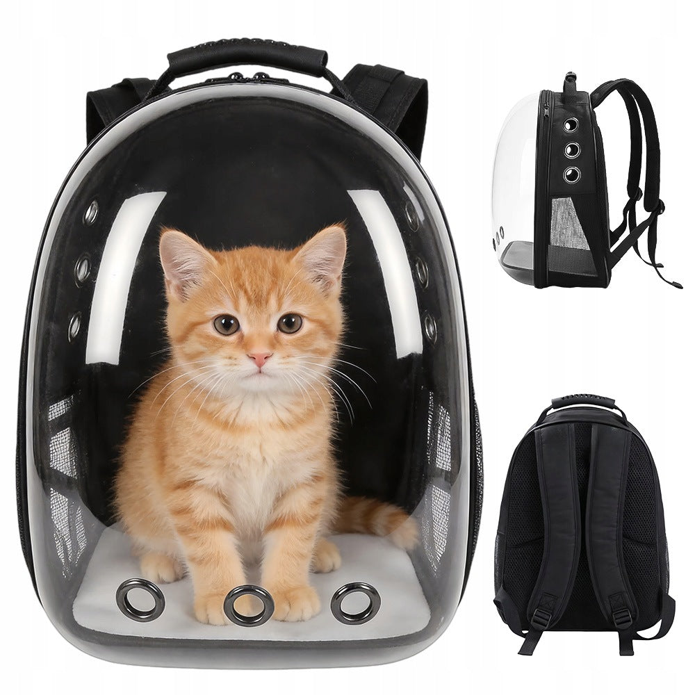 CAT DOG TRANSPORT BACKPACK WINDOW PET REINFORCED BOTTOM BLACK Packaging status original