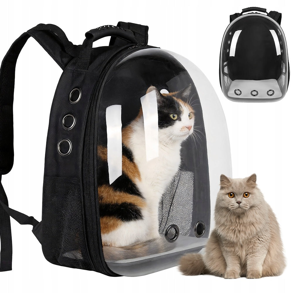 CAT DOG TRANSPORT BACKPACK WINDOW PET REINFORCED BOTTOM BLACK