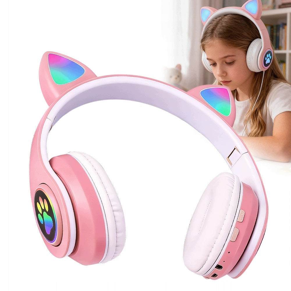 CAT EARS BLUETOOTH 5.0 PINK BACKLIT PAWS