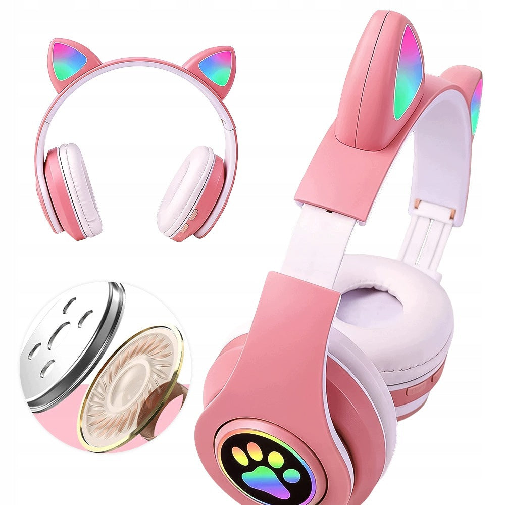 CAT EARS BLUETOOTH 5.0 PINK FOLDING MICROPHONE