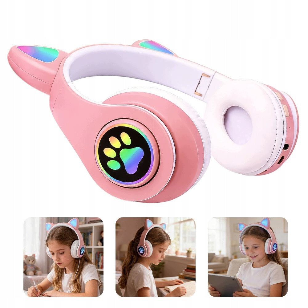 CAT EARS BLUETOOTH 5.0 WIRELESS PINK CVC 6.0