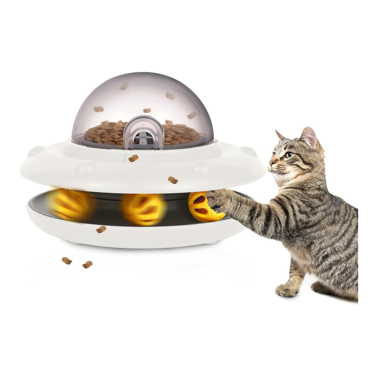 CAT FOOD DISPENSER AUTOMATIC UFO INTERACTIVE TOY