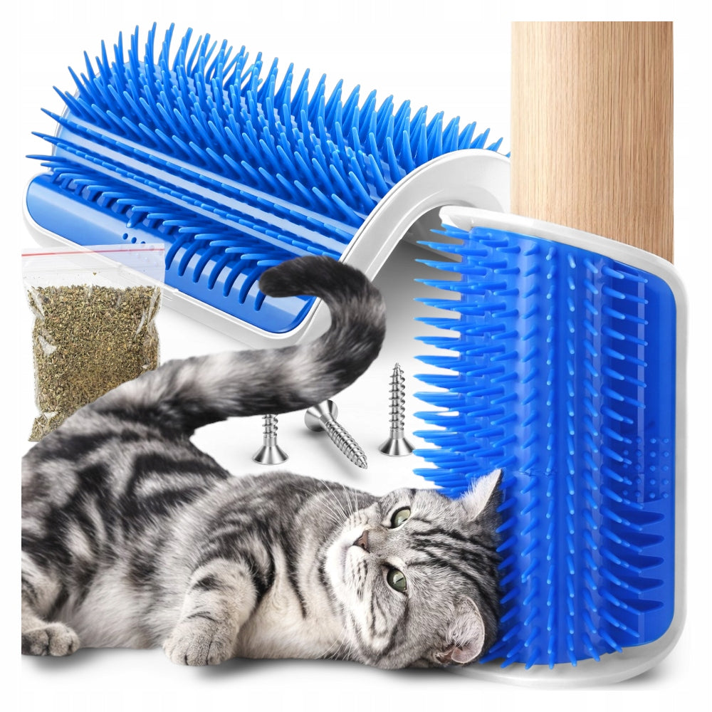 CAT HAIR BRUSH CORNER WALL SCRATCHER WITH CATNIP