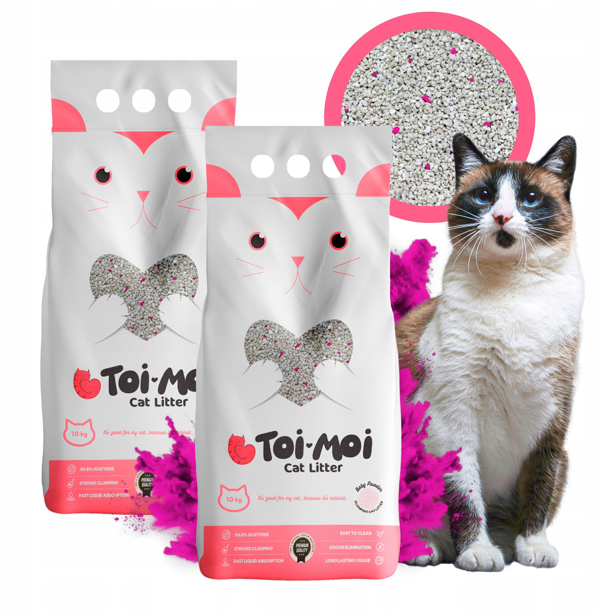 CAT LITTER BENTONITE POWDER SCENT FOR CHILDREN 20L DUST-FREE, Toi Moi