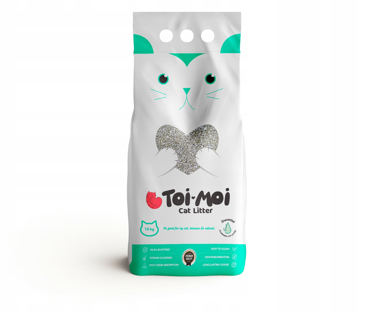 CAT LITTER BENTONITE UNSCENTED 20L DUST-FREE CLUMPING, Toi Moi Packaging status original