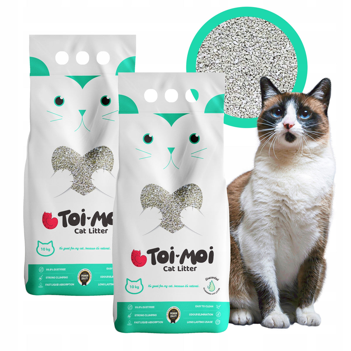 CAT LITTER BENTONITE UNSCENTED 20L DUST-FREE CLUMPING, Toi Moi