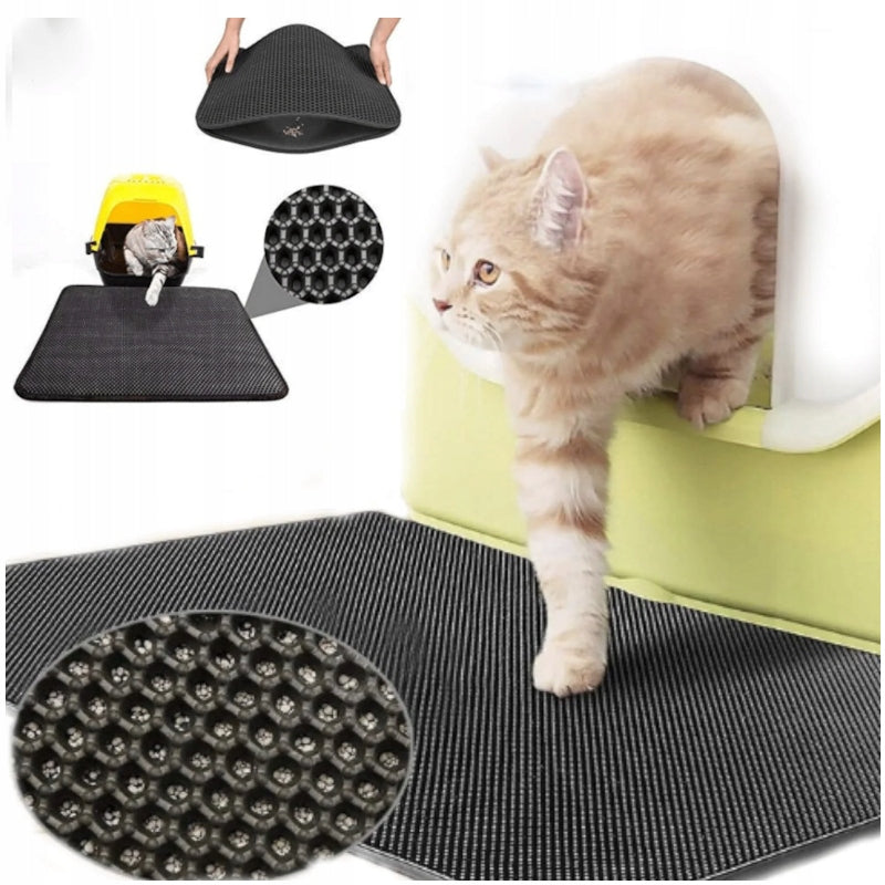CAT MAT IN FRONT OF LITTER BOX LITTER WIPER CAT