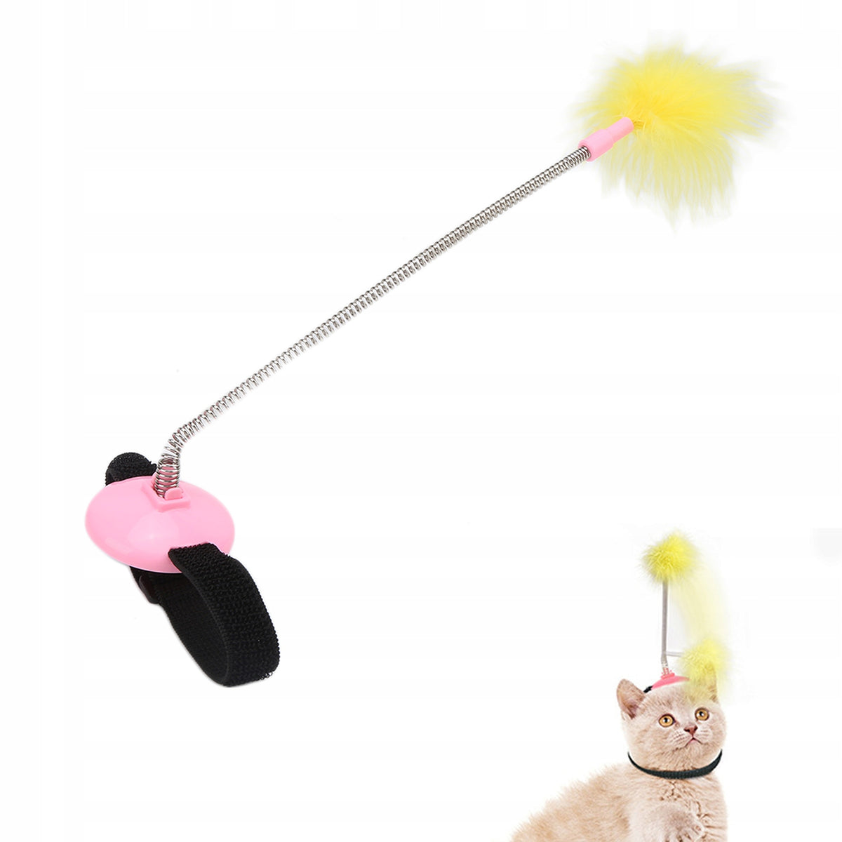 CAT ROD ON COLLAR FOR INDEPENDENT PLAY WITH FEATHERS ADJUSTABLE Packaging status original