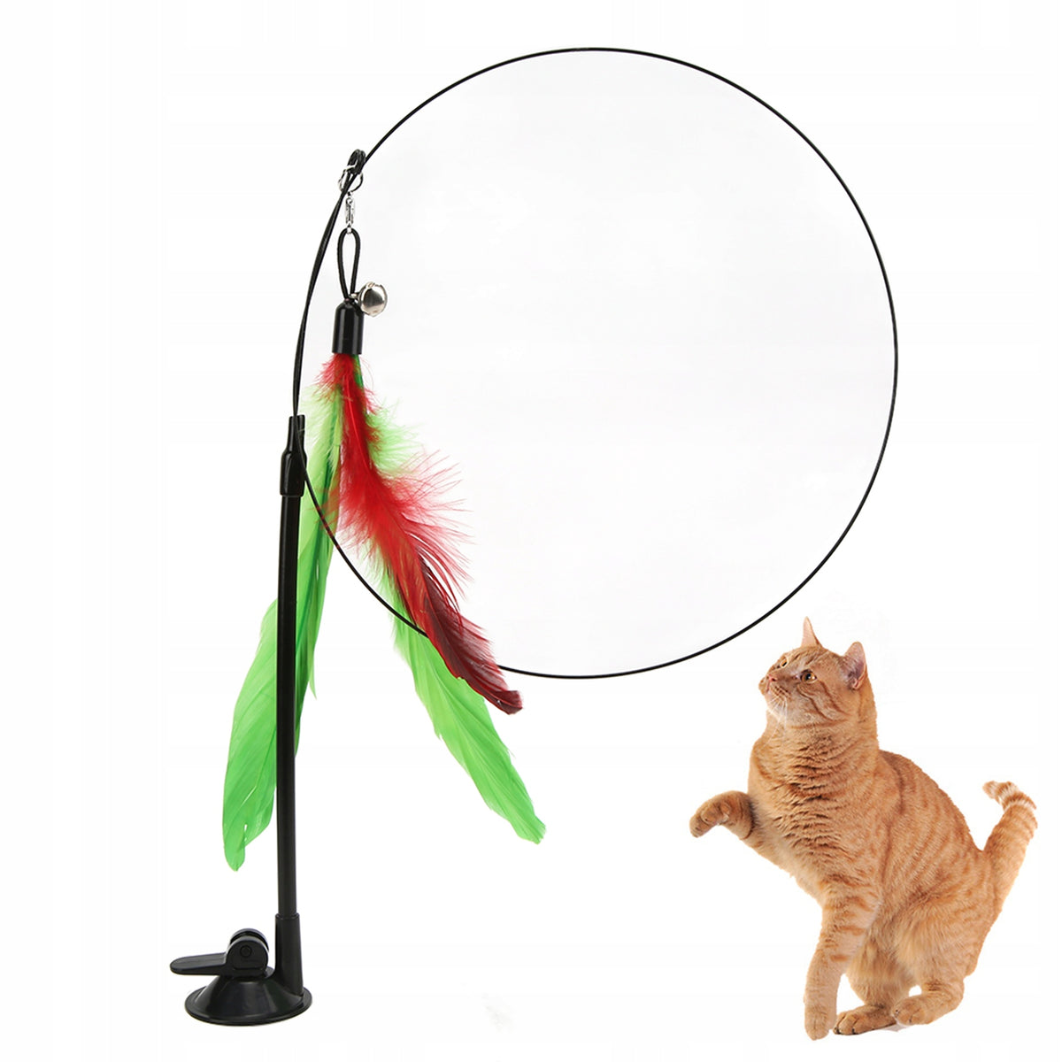 CAT ROD SUCTION CUP TOY FEATHERS