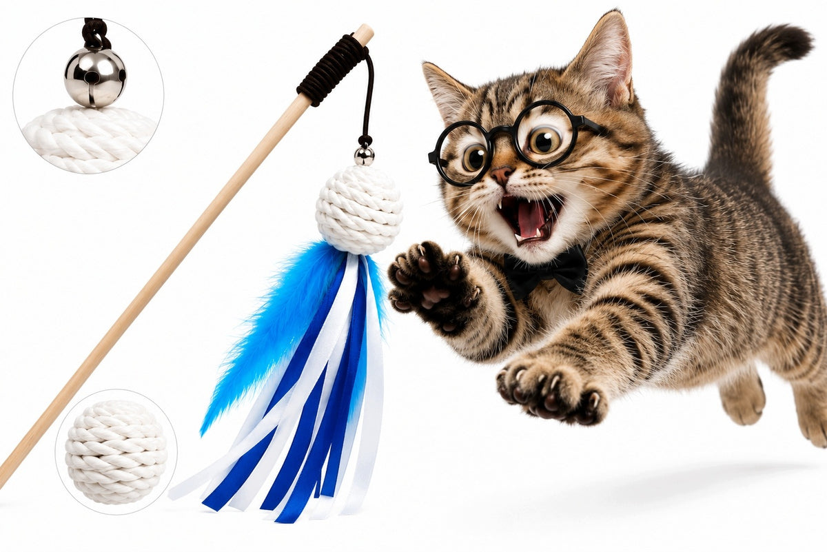 CAT TOY FISHING BALL WITH FEATHERS BELL LARGE Packaging status original