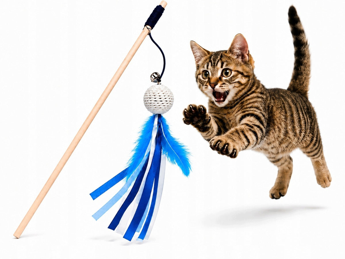 CAT TOY FISHING BALL WITH FEATHERS BELL LARGE