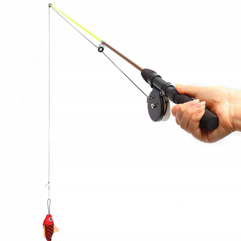 CAT TOY FISHING ROD WITH REEL MOUSE 75cm Brand Reverse