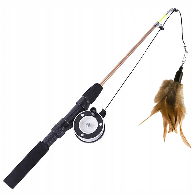 CAT TOY FISHING ROD WITH REEL MOUSE 75cm