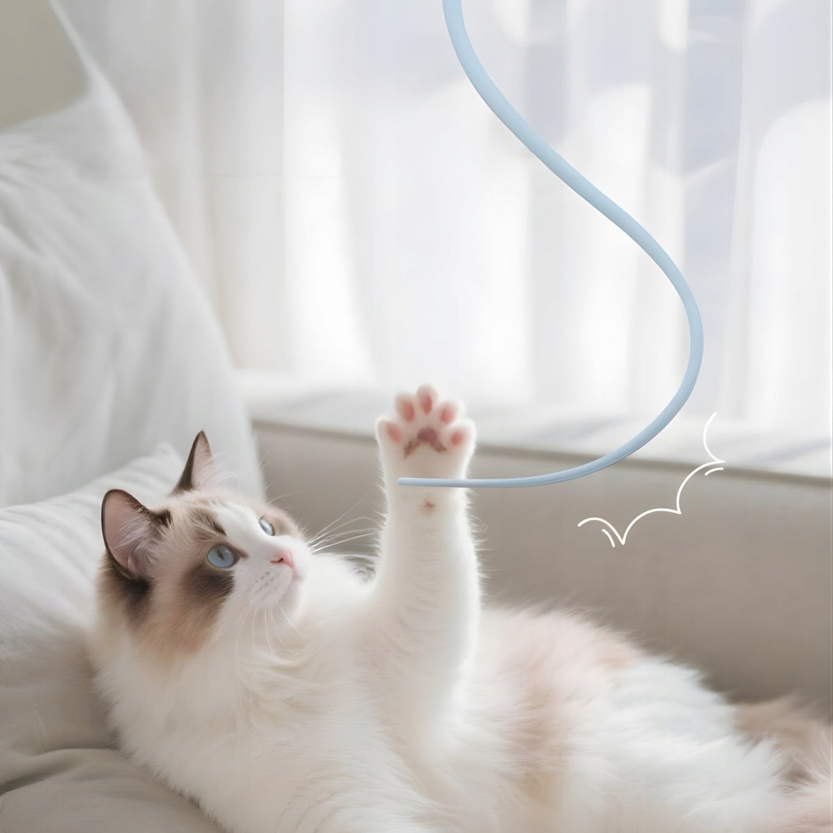 CAT TOY - INTERACTIVE ROD IN THE SHAPE OF A MOUSE TAIL SIEMIEC Packaging status original