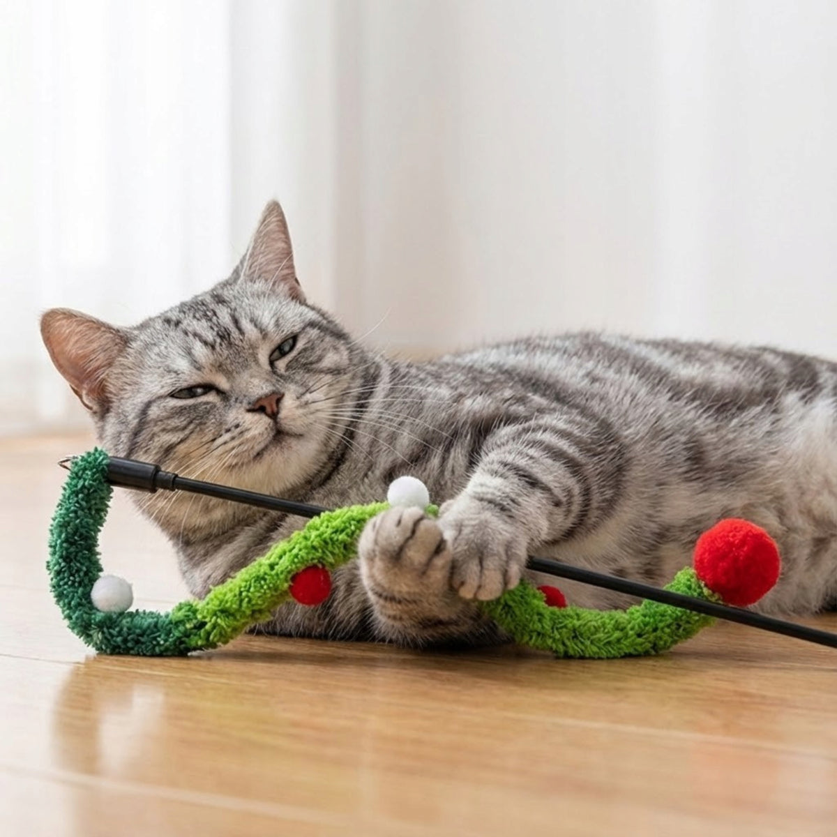 CAT TOY ROD INTERACTIVE QUIET PERFECT GIFT FOR PURR Packaging status original