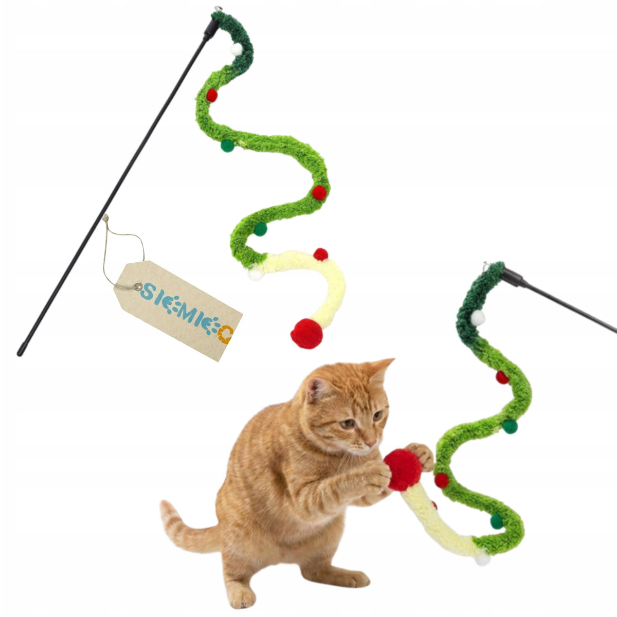 CAT TOY ROD INTERACTIVE QUIET PERFECT GIFT FOR PURR