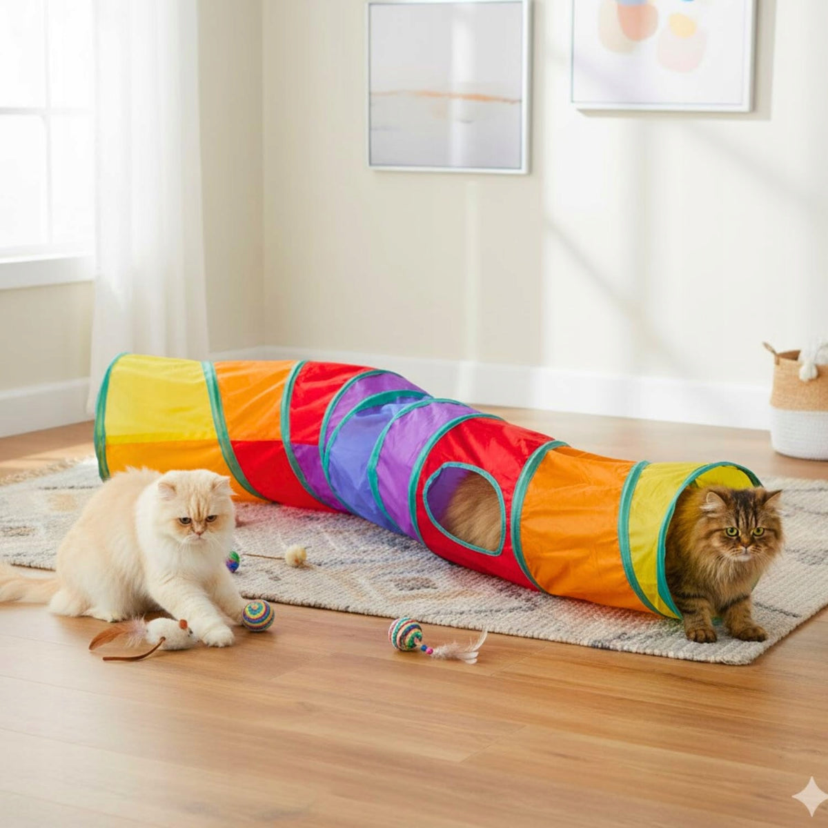 CAT TUNNEL RUSTLING FOLDING TOY HIDEOUT COTTAGE 122 cm Brand Bedee