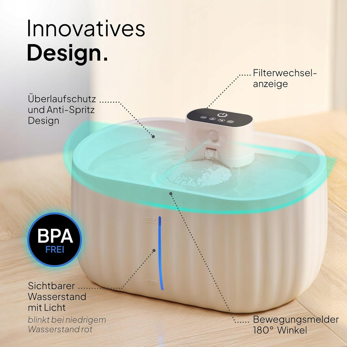 CAT WATER FOUNTAIN 3L WIRELESS MOTION SENSOR BEIGE Packaging status original