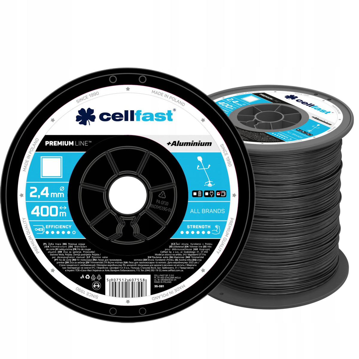CELLFAST CUTTING LINE FOR TRIMMER SCYTHE SQUARE SPOOL 2,4MM 400M