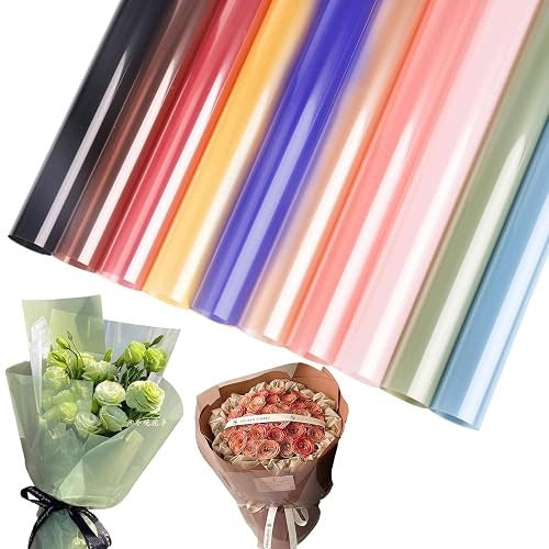 CELLOPHANE TRANSPARENT FILM FOR GIFT WRAPPING 40 PCS. 10 COLORS Length 58 cm