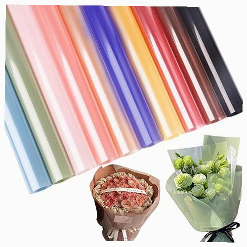 CELLOPHANE TRANSPARENT FILM FOR GIFT WRAPPING 40 PCS. 10 COLORS