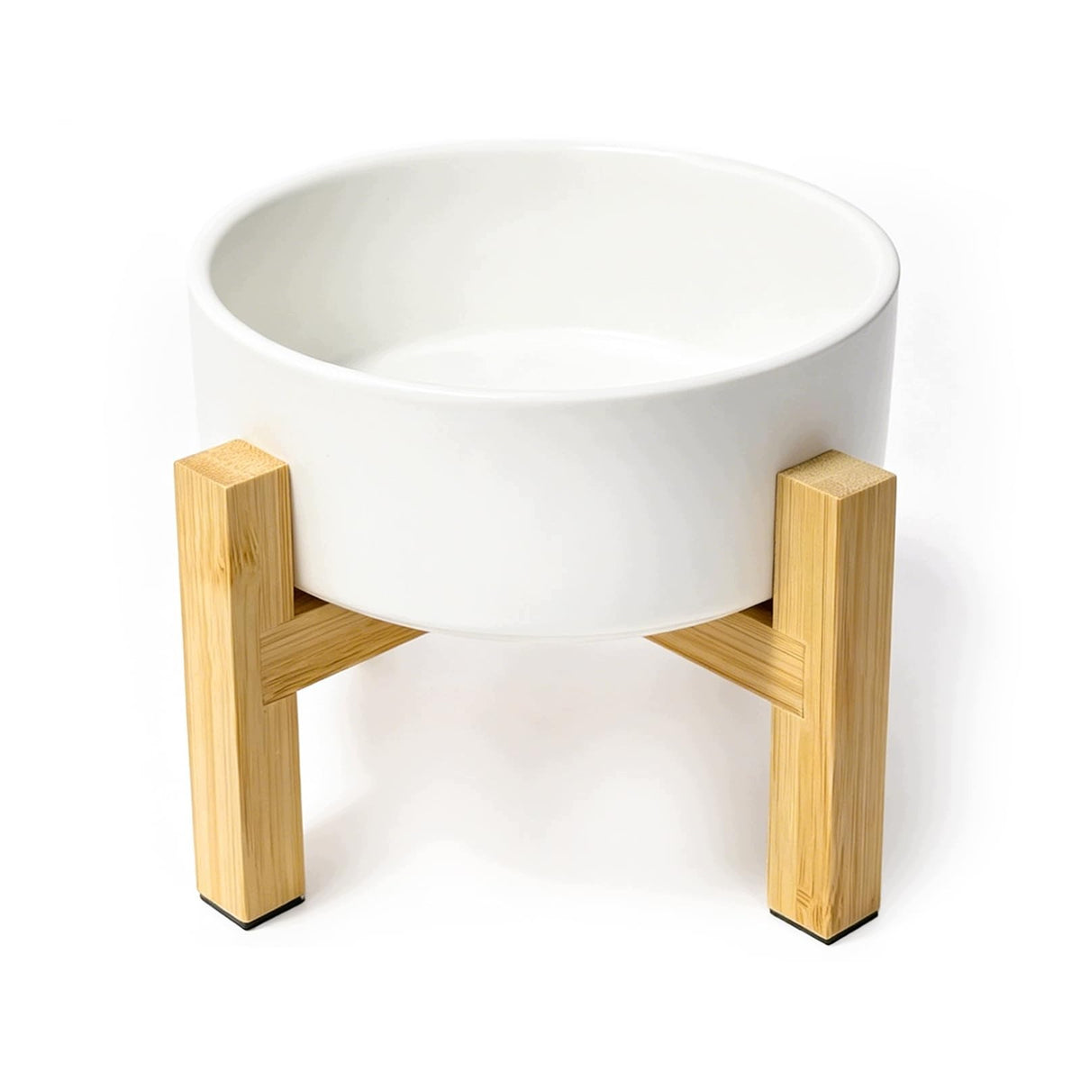 CERAMIC CAT BOWL ELEVATED WHITE ADJUSTABLE WITH STAND